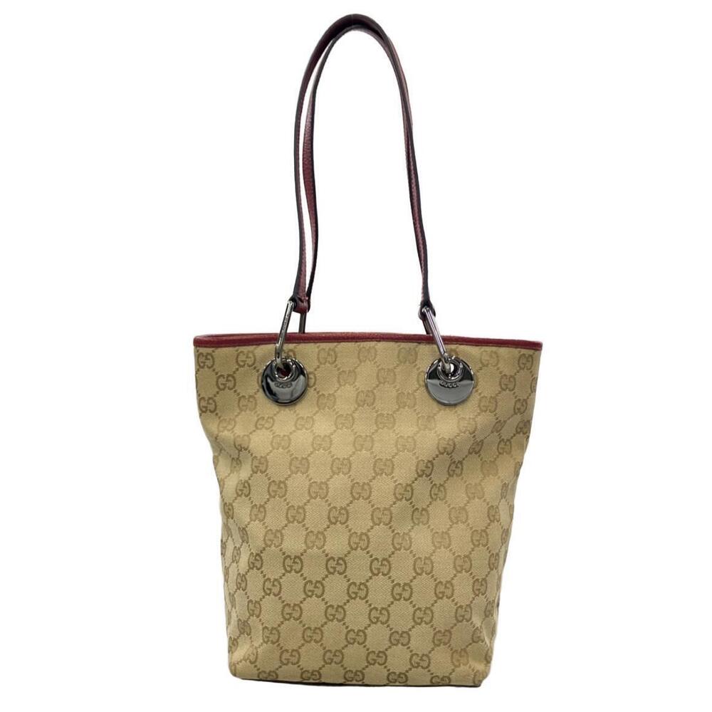 Gucci Eclipse GG canvas tote bag red leather
